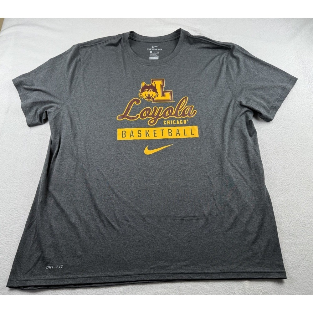 Nike Loyola University Chicago Basketball Dri-fit T Shirt Gray Size XXL